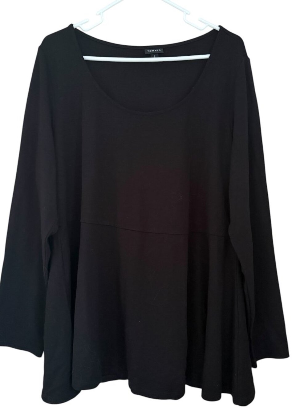 Torrid 2 Plus Size 2X Black Peplum Top Scoop Neck Long Sleeve Whimsigoth‎ Office
